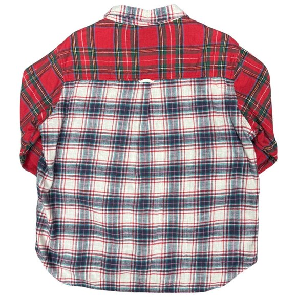 EUC Women's AMERICAN EAGLE Patchwork Super Soft Flannel Button Down | Size L - Picture 3 of 11